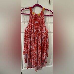 Free People Red and White Sleeveless Blouse